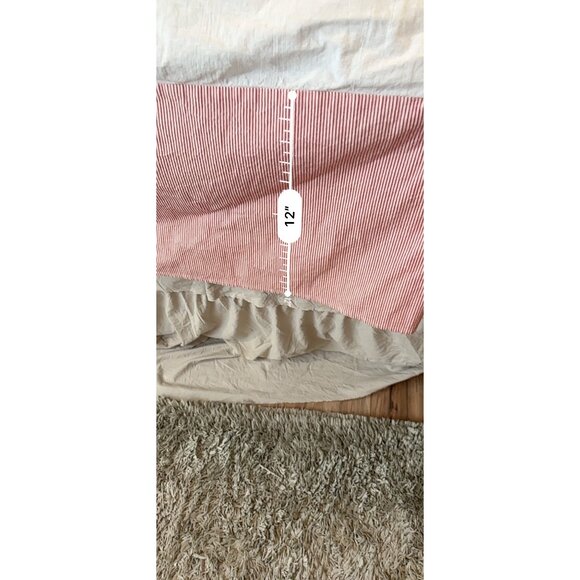VTG Ralph Lauren Twin Striped Cotton Pleated Dust Ruffle Bedskirt Rustic Cottage - Picture 11 of 16